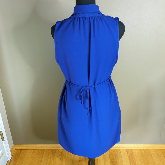 Aritzia Wilfred Sabine Sleeveless Faux-wrap Mini Dress with Pockets Royal Purple - Picture 4 of 13